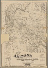 Arizona Map Wall Art 1878 Vintage Historic Map Poster Print