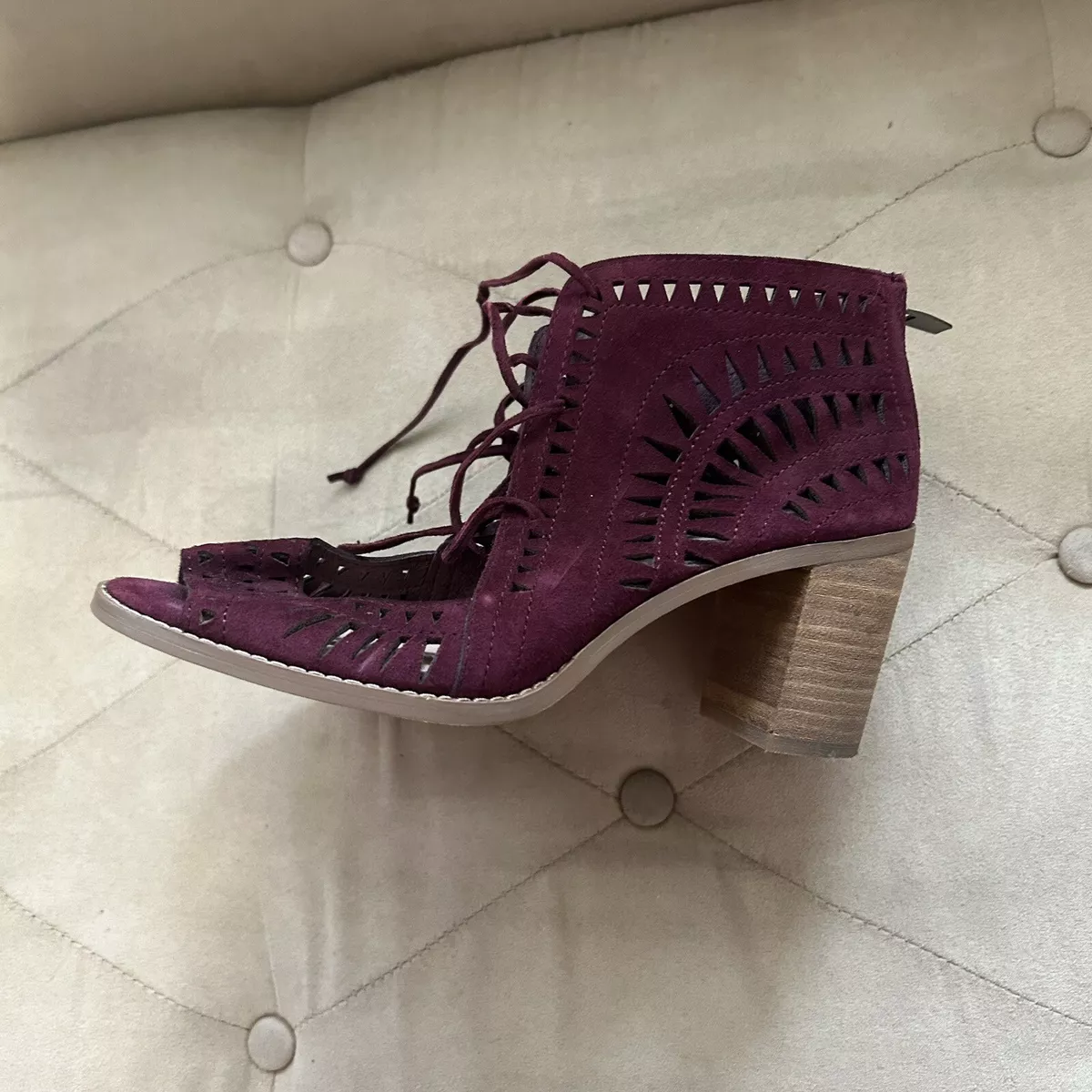 Burgundy laser shop cut heels