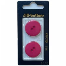 Buttons Pink Round Flat 2-Hole 2-Pack 7/8" 23MM Dill No. 596 Germany Barbiecore