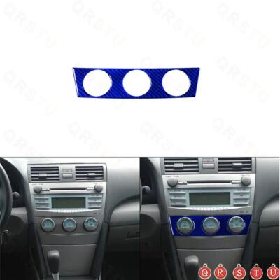 Blue Carbon Fiber Manual Climate Control Cover Trim For Toyota Camry  2007-2011