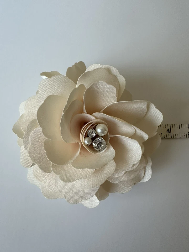 Crape Flower Hair Clip Or Brooch, Pin Brooch Hair Clip NEW Bridal Handmade - Image 4 of 4