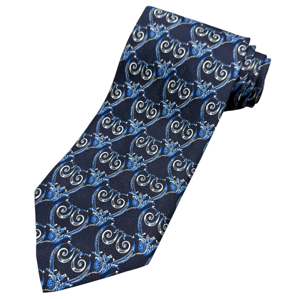 Corbata Barneys New York Para Hombre Azul Floral Gótico Seda Lujo Clásica Corbata Italia Foto 2 de 4