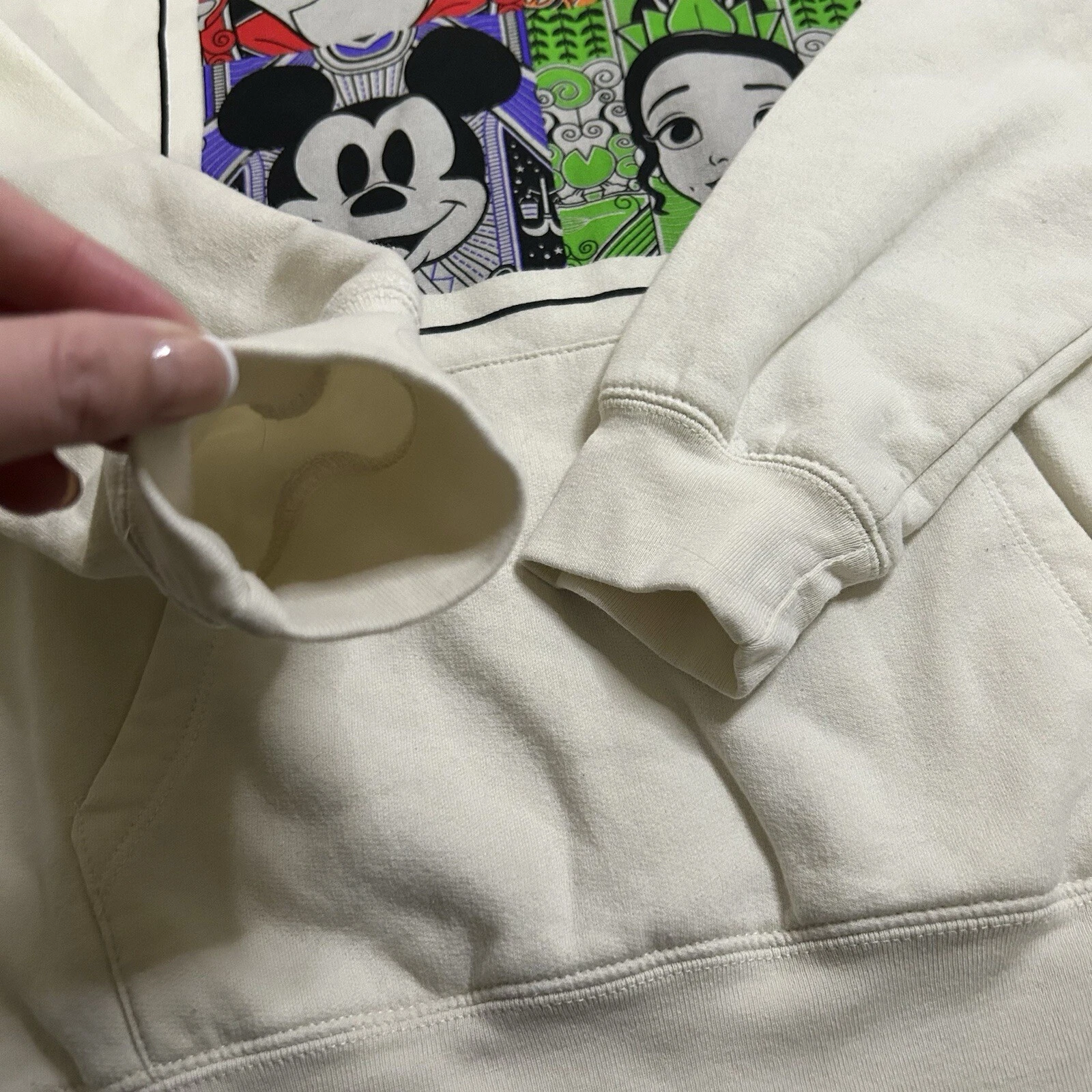 OFF WHITE Felpa donna Disney con cappuccio principessa avorio crema 100 anni taglia media