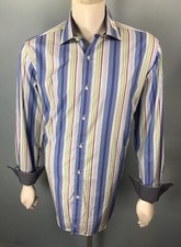 Mens Tailorbyrd Collection XL Light Purple Striped Seafoam Rev Cuff Dots Shirt