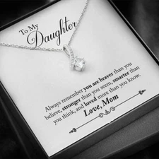 To My Daughter Necklace Alluring Pendant Birthday Graduation Gift, Mom Loves You