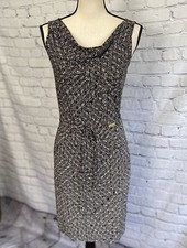 Ann Taylor LOFT Sexy Dress Tan Black Chevron Sleeveless Stretchy Size Small