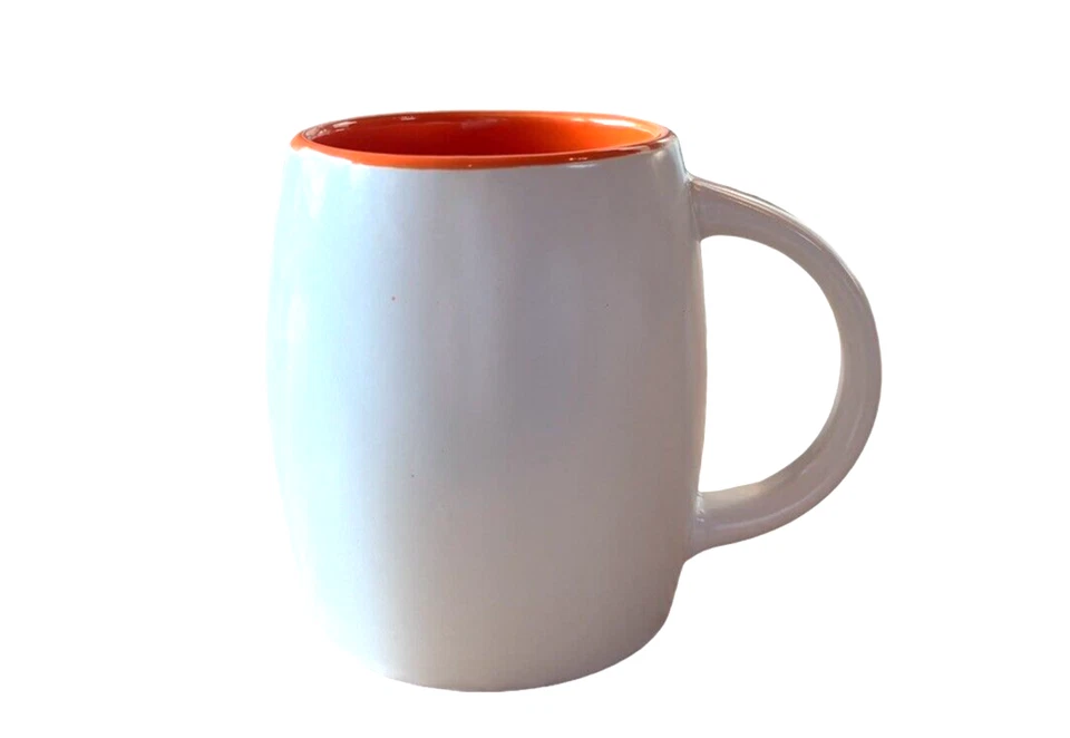 Dunkin' Donuts 14 fl oz White + Orange Porcelain Embossed Logo Coffee Shop Mug - Image 3 of 4