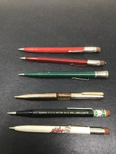 Lot Of 6 Vintage Advertising Mechanical Pencils Quaker State Nude Lady Etc