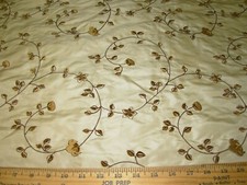 10 YDS 100 SILK FLORAL EMBROIDERED CREAM DRAPERY UPHOLSTERY FABRIC FOR LESS
