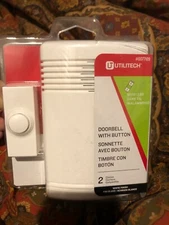 Utilitech wireless doorbell w button 2 chimes white new
