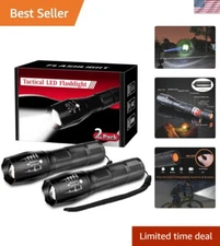 Waterproof Tactical Flashlights 2 Pack - 3000 Lumens, Adjustable Focus & 5 Modes