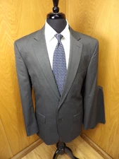 Geoffrey Beene Mens Suit 44L 38 X 32 Gray Pinstripe Poly Viscose  T#141
