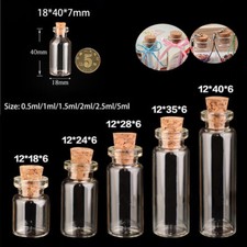 0.5ml-5ml Glass Bottles with Cork Stopper Tiny Vials Wish Jars Containers Tubes