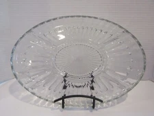 Relish VEGGIE Tray 5 Part 13" X 9" OVAL Platter Clear Ribbed SUNBURST CENTER