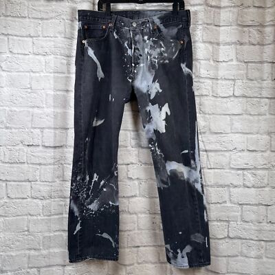 Levis Original 501 Black Bleach Splattered Button Fly Men's 38x31