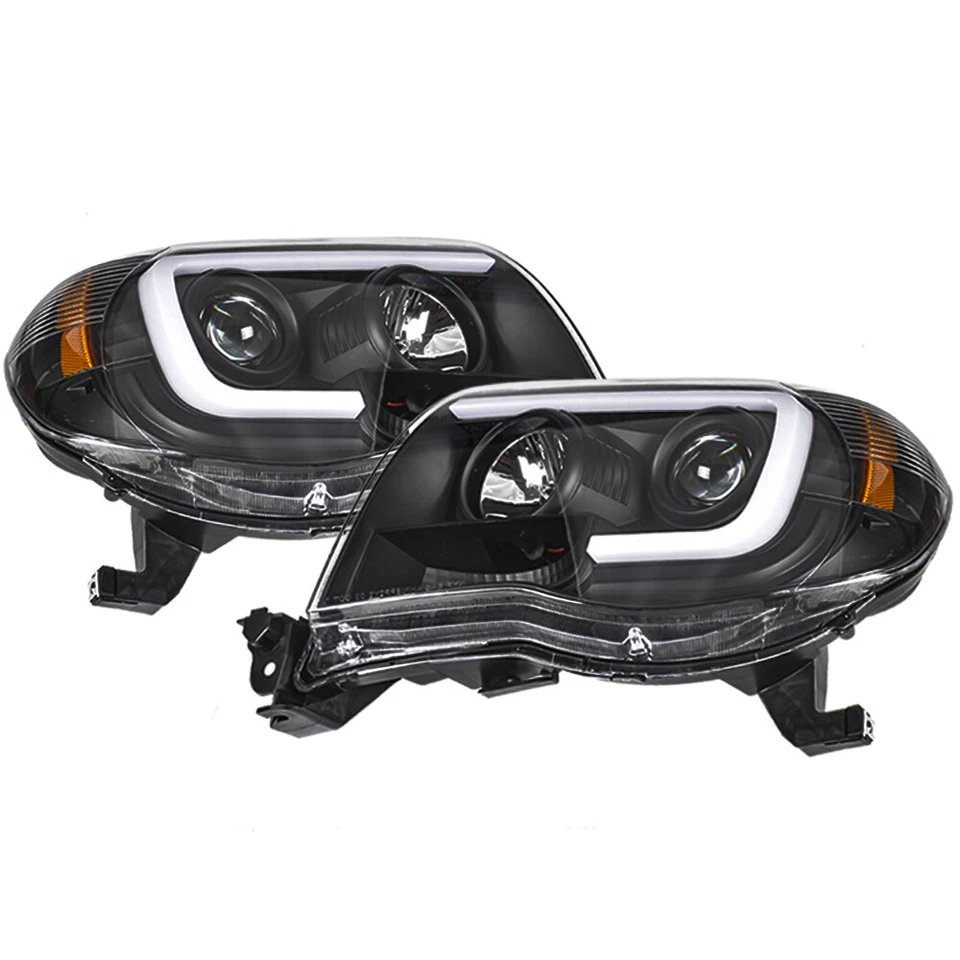 Para Toyota Tacoma 2005-2009-11 Faros L+R + Kit de rejilla de capó delantero negro Foto 2 de 4