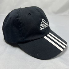 Vintage Adidas Hat Youth Snapback Black White Stripes Baseball Cap Kids