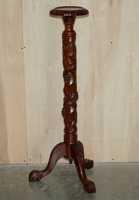 PAIR OF FRUITWOOD VINE HAND CARVED JARDINIERE DISPLAY STANDS CLAW