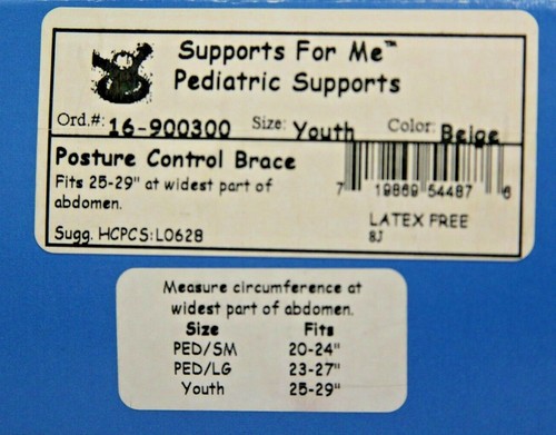 FLA Ortho Soft Form Back Posture Control Brace Pediatric & Youth sizes Beige - Picture 14 of 14