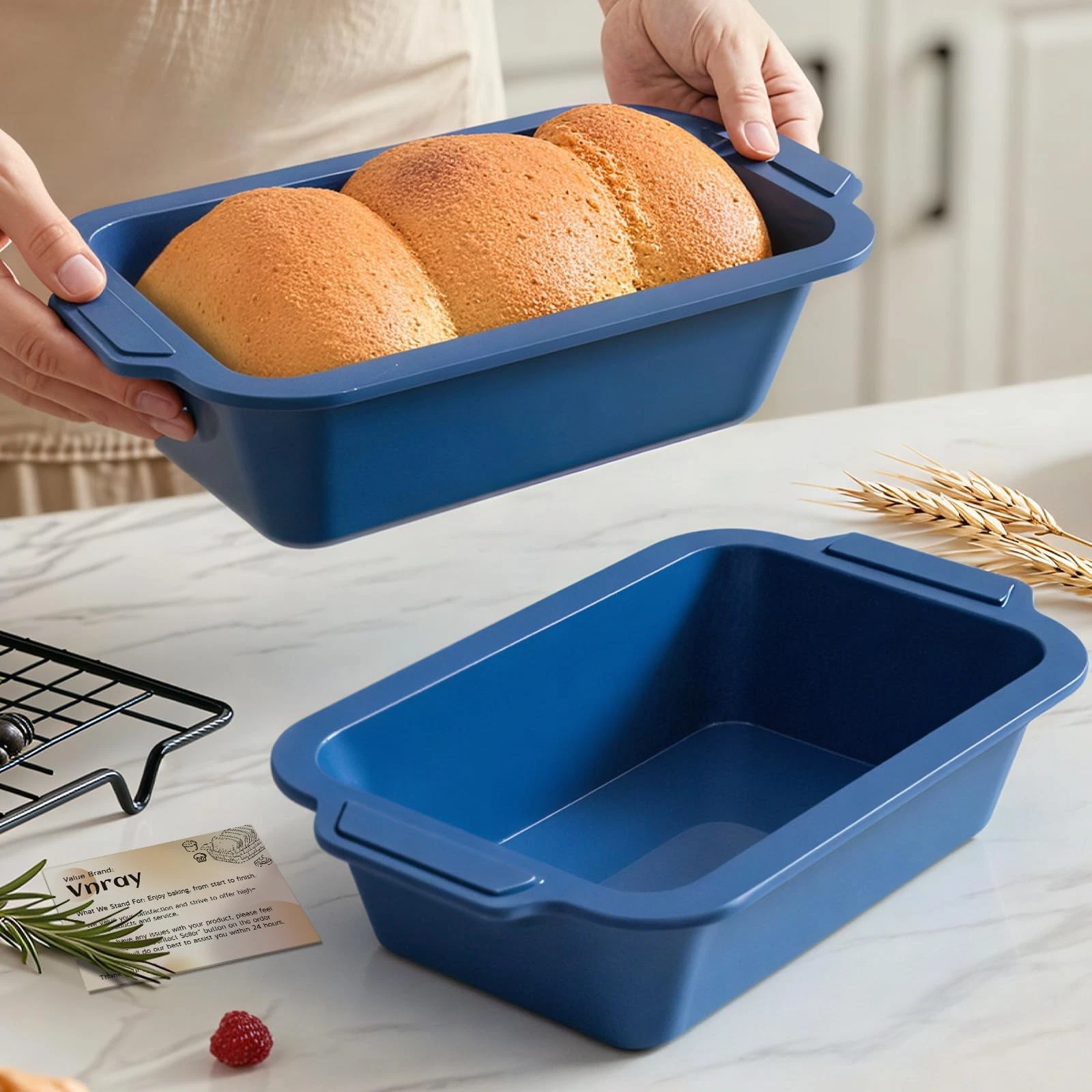 Bread Pan for Homemade Bread：9.5 x 5 Inch Silicone Loaf Pan for Baking with M...
