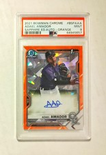 Adael Amador 2021 1st Bowman Chrome AUTO ORANGE REFRACTOR /25 PSA 9 Sapphire W6