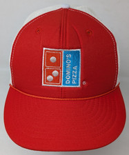 VTG 80s Domino's Pizza Employee Delivery Driver Trucker Mesh Snapback Hat Cap
