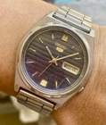 Vintage Seiko 5 Automatic 7009 Watch 37mm Stainless Steel Blue Tuxedo Dial Runs