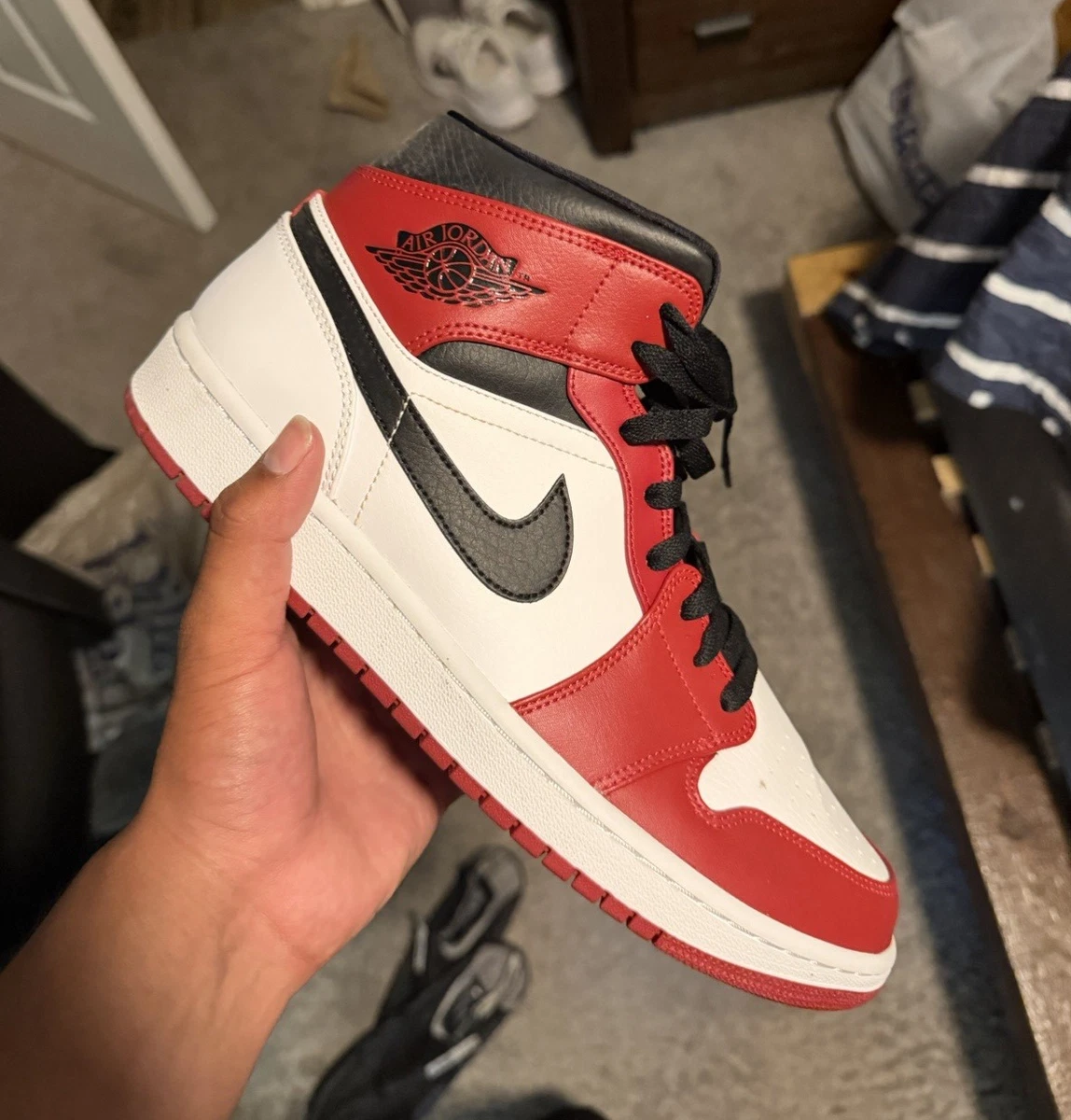 Jordan 1 Mid Black Red for Sale | Authenticity Guaranteed | eBay