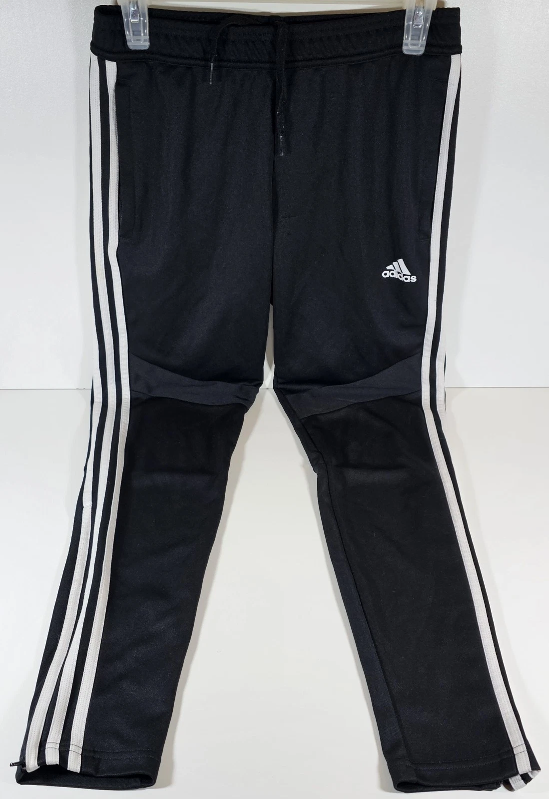 Adidas Womens Fit Running Track Pants w/ Pockets Zip Black Small 34-36 Polyester