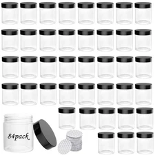 84PCS 4oz Plastic Jars with Black Lids, Storage Bottles for Spice, Cosmetics,...
