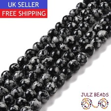 Snowflake Obsidian Gemstone Round Beads - Natural Crystals - 8mm - 1 Str (48pcs)