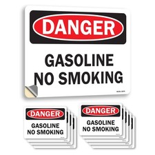 Gasoline No Smoking OSHA Danger Sign Metal, Plastic, Or Decal - 5 or 10 Pack