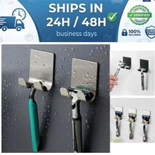 Stainless Steel Razor Holder Wall Mount Shaving Hook No-Drill Bathroom Rack