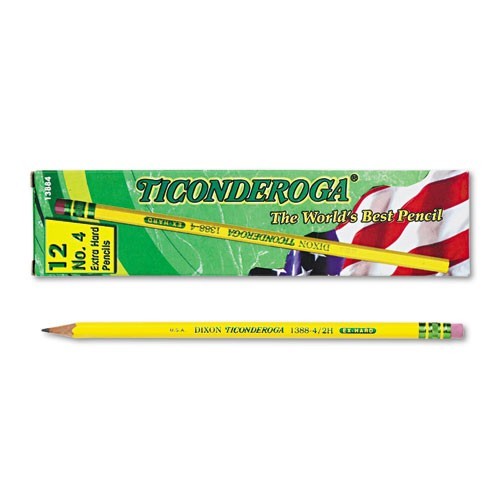 Ticonderoga Pencils, 2H (#4), Black Lead, Yellow Barrel, 3 Dozens