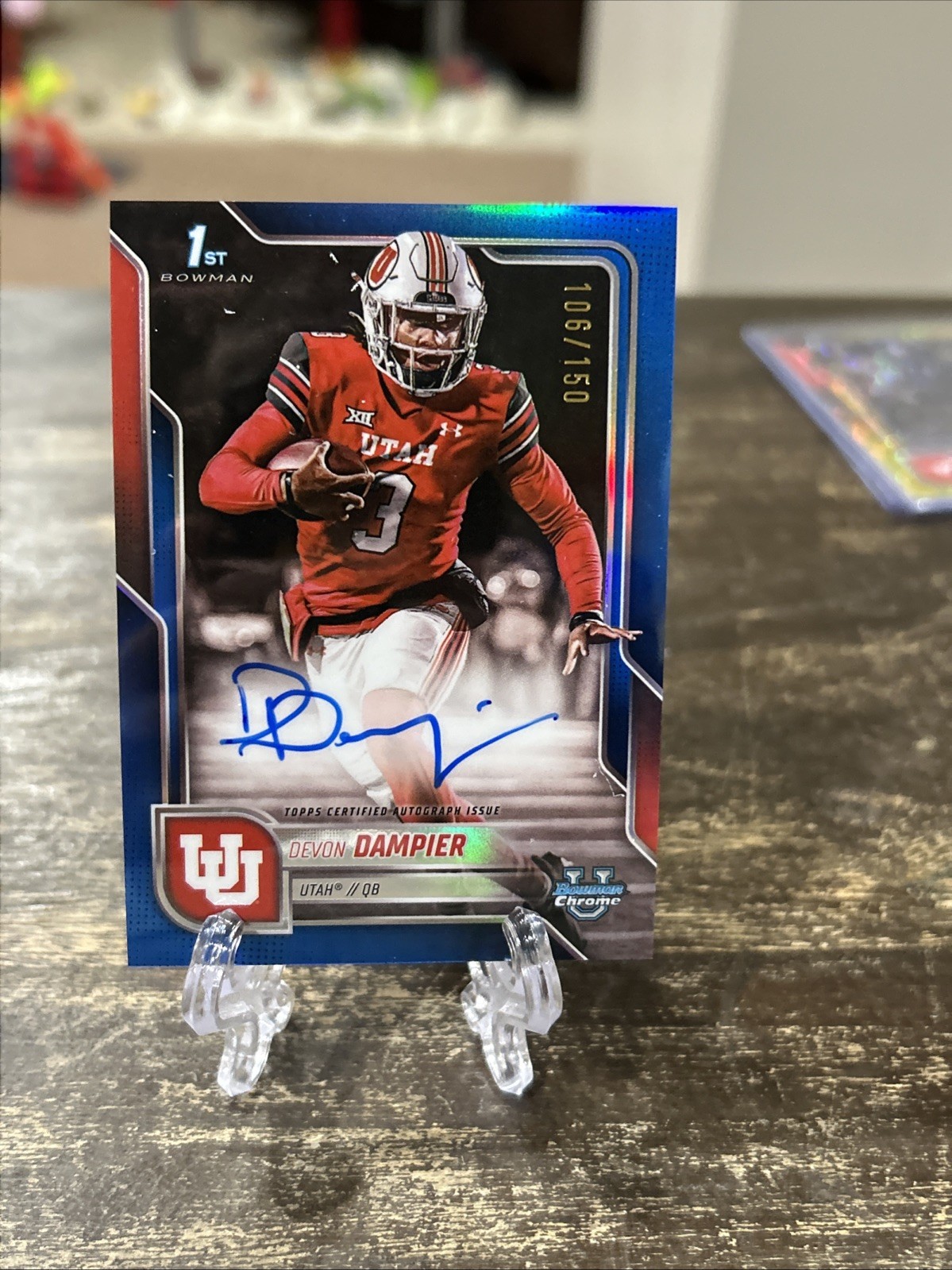 DEVON DAMPIER 2025 Bowman University Chrome #BCA-DDA True Blue Auto #/150