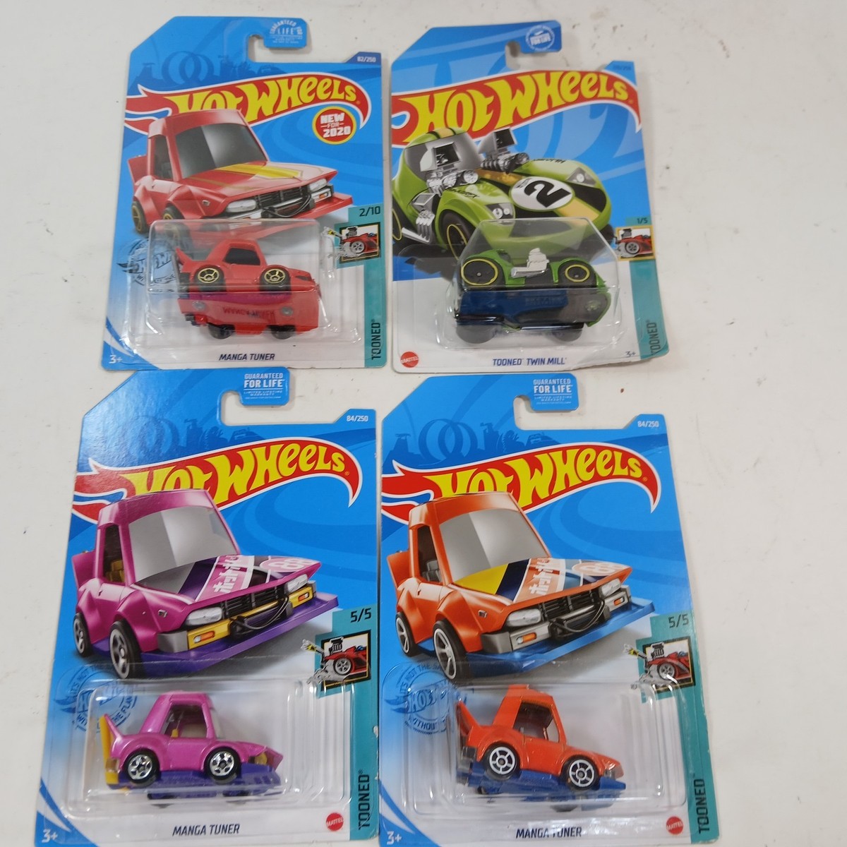 Lot of 4x Hot Wheels Tooned Manga Tuner #2/10 5/5 Twin Mill Red