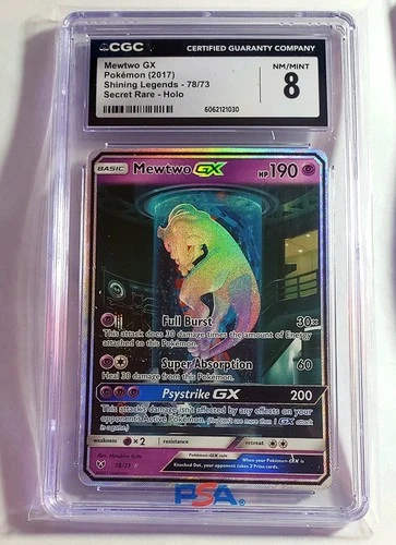 2017 Pokemon Shining Legends Mewtwo GX SECRET RARE #78/73 CGC 8