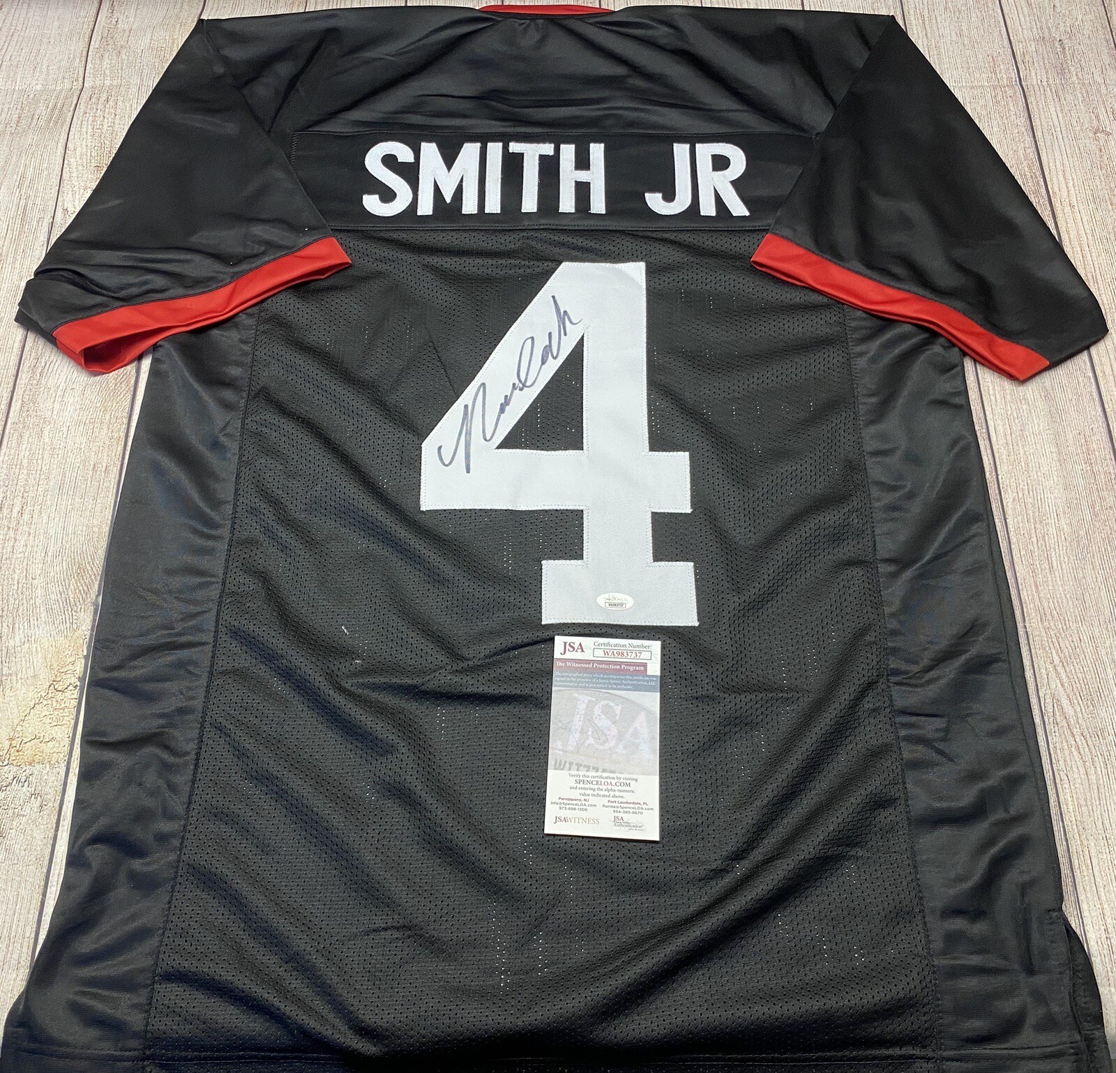 Nolan Smith Jr Autographed Signed Georgia Bulldogs BLACK CUSTOM JERSEY2 JSA 