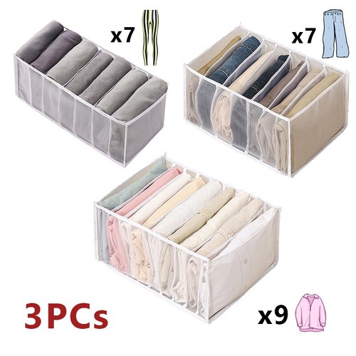 3PCS, Foldable Washable Clothes Organizer, Grey, Storage Box, Drawer Divider - Picture 4 of 5