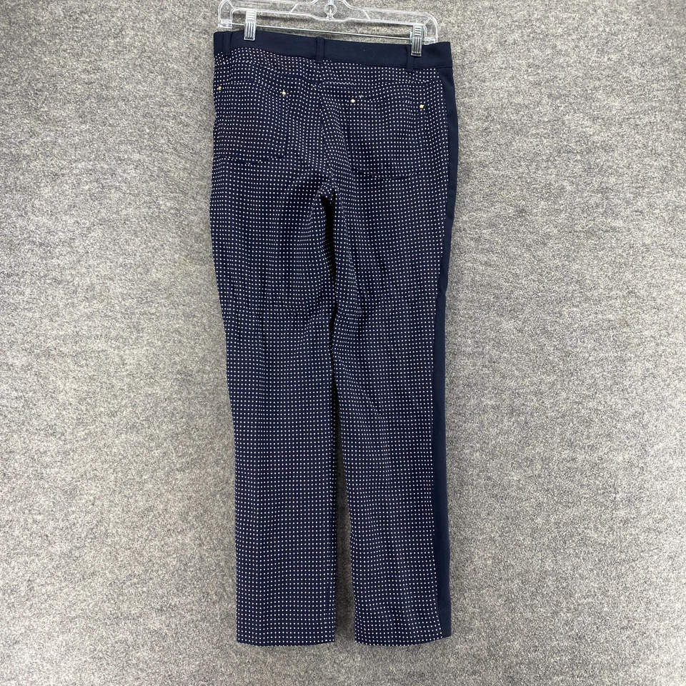 Pantalones Anne Klein Mujer 4 Azul Lunares Tiro Alto Chino Ajustado Capri Pull On Foto 2 de 4