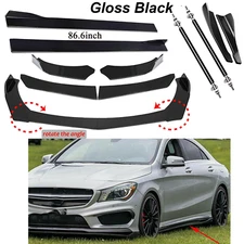 Front Bumper Lip Spoiler Splitter 86.6" Side Skirt Rear For Benz W205 W204