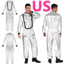 Men's Space Jumpsuit Zipper Astronaut Costume Halloween Cosplay Catsuits Suit