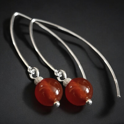 925 Sterling Silber Ohrringe mit Karneol (Achat gebrannt) I handgefertigt