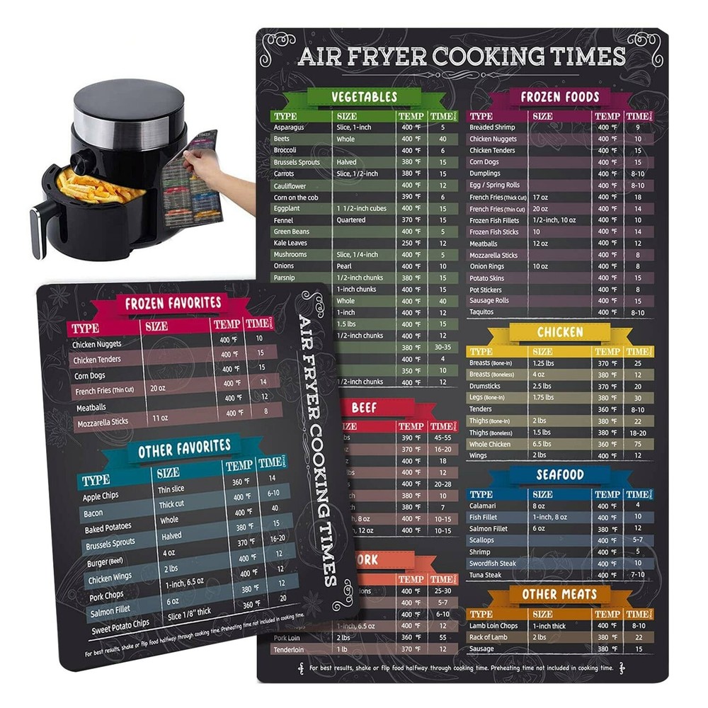 Air Fryer Magnetic Meal Planner 2pc Reusable Fridge Tiles  