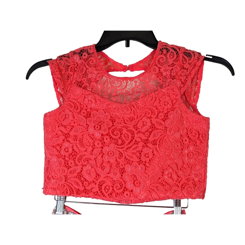 Conjunto de Vestido Tween Diva Niñas Talla 14 Dos Piezas Encaje Albaricoque Fluido Caprichoso Tul Foto 2 de 4