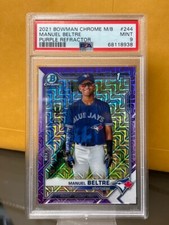 Manuel Beltre 2021 1st Bowman Purple Refractor /250 PSA 9 Rookie RC (QUC014780)