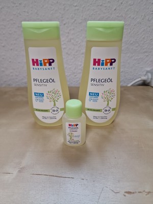 2× Hipp Babysanft Pflege 200 ml, 1× Hipp Pflegeeltern sensitiv 20ml, Neu 