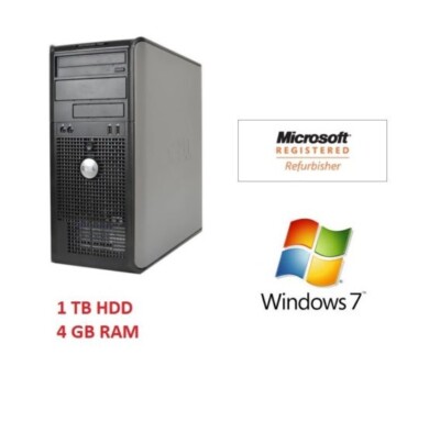 DELL TOWER DESKTOP PC 1TB 1000GB HDD 4GB RAM WINDOWS 7 SPAREN £300 GÜNSTIGER VERKAUF