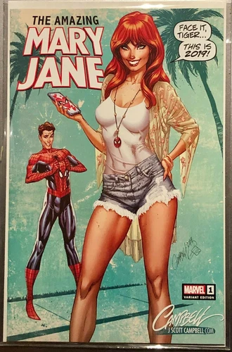 AMAZING MARY JANE #1 J SCOTT CAMPBELL Variant Cover A 2019 Spider-Man NM NEW HOT