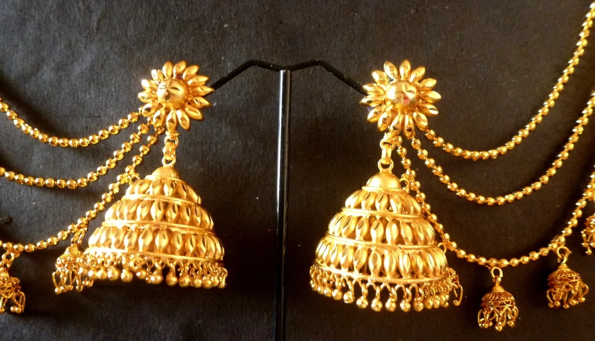 Jhumki hair chain gold deals